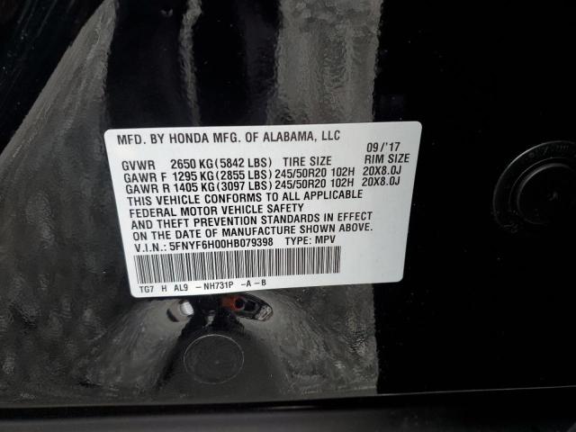 2017 HONDA PILOT ELIT #3309850162