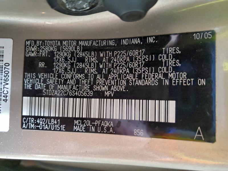 2006 TOYOTA SIENNA XLE #3296901836