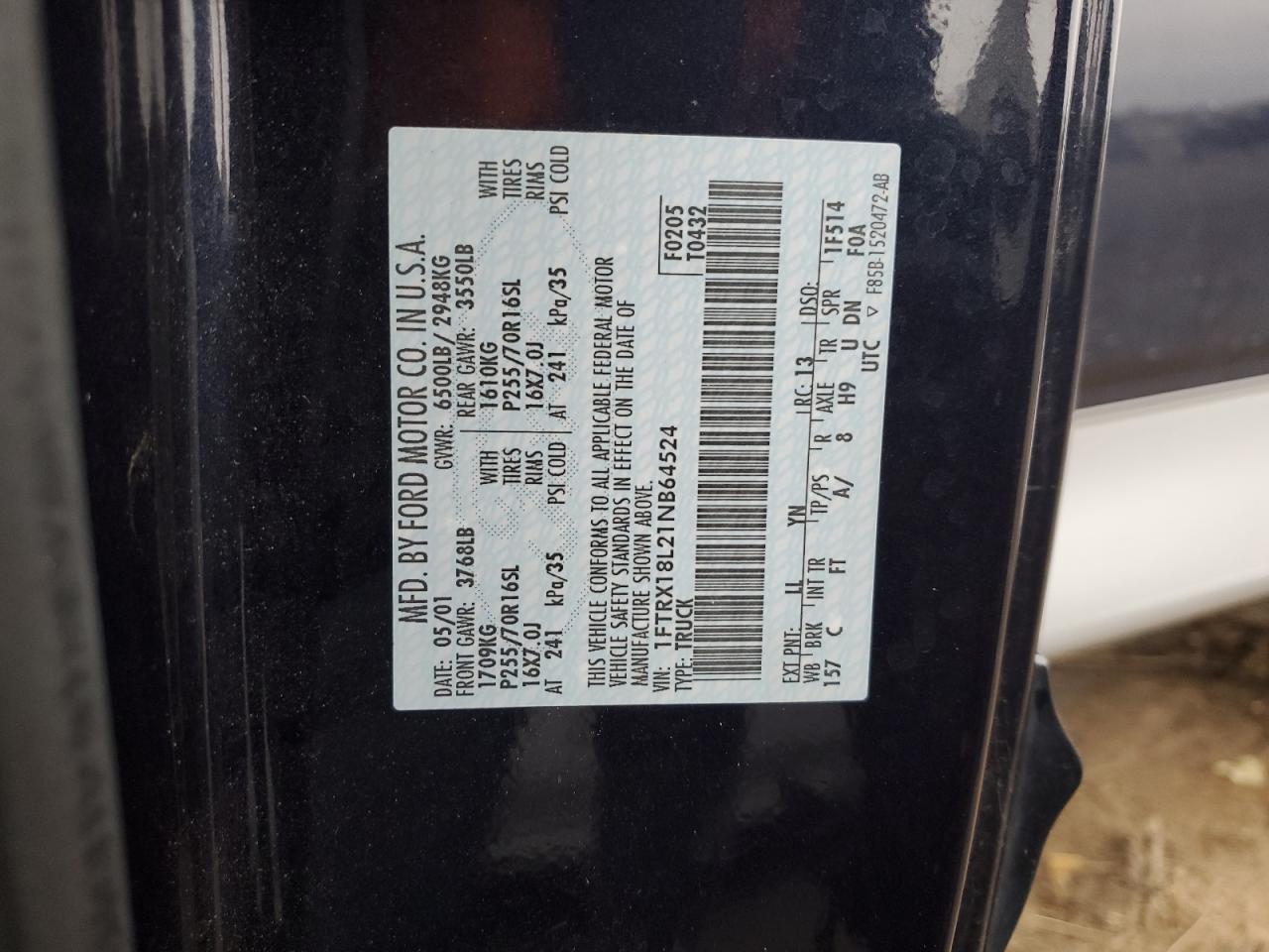 Lot #3287485015 2001 FORD F150