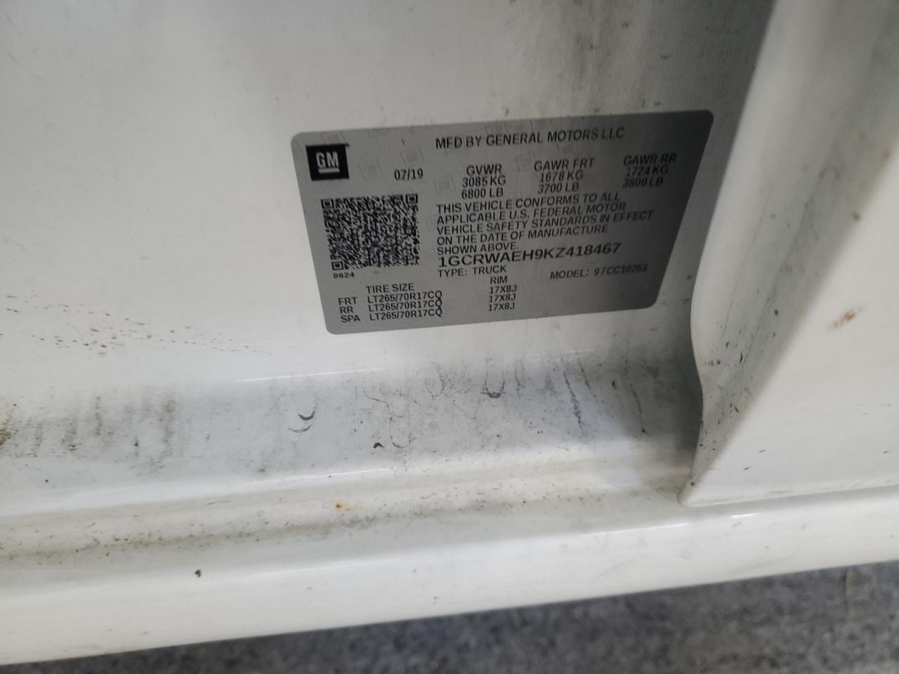 Lot #3315701717 2019 CHEVROLET SILVERADO