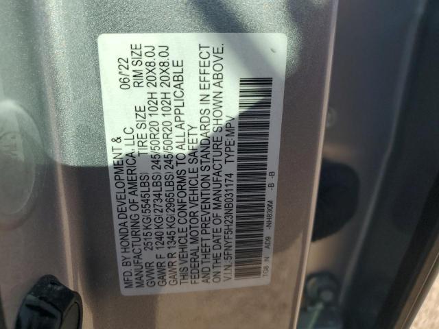 2022 HONDA PILOT SE #3316733432
