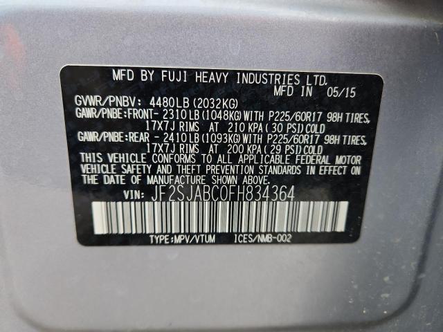 2015 SUBARU FORESTER 2 - JF2SJABC0FH834364
