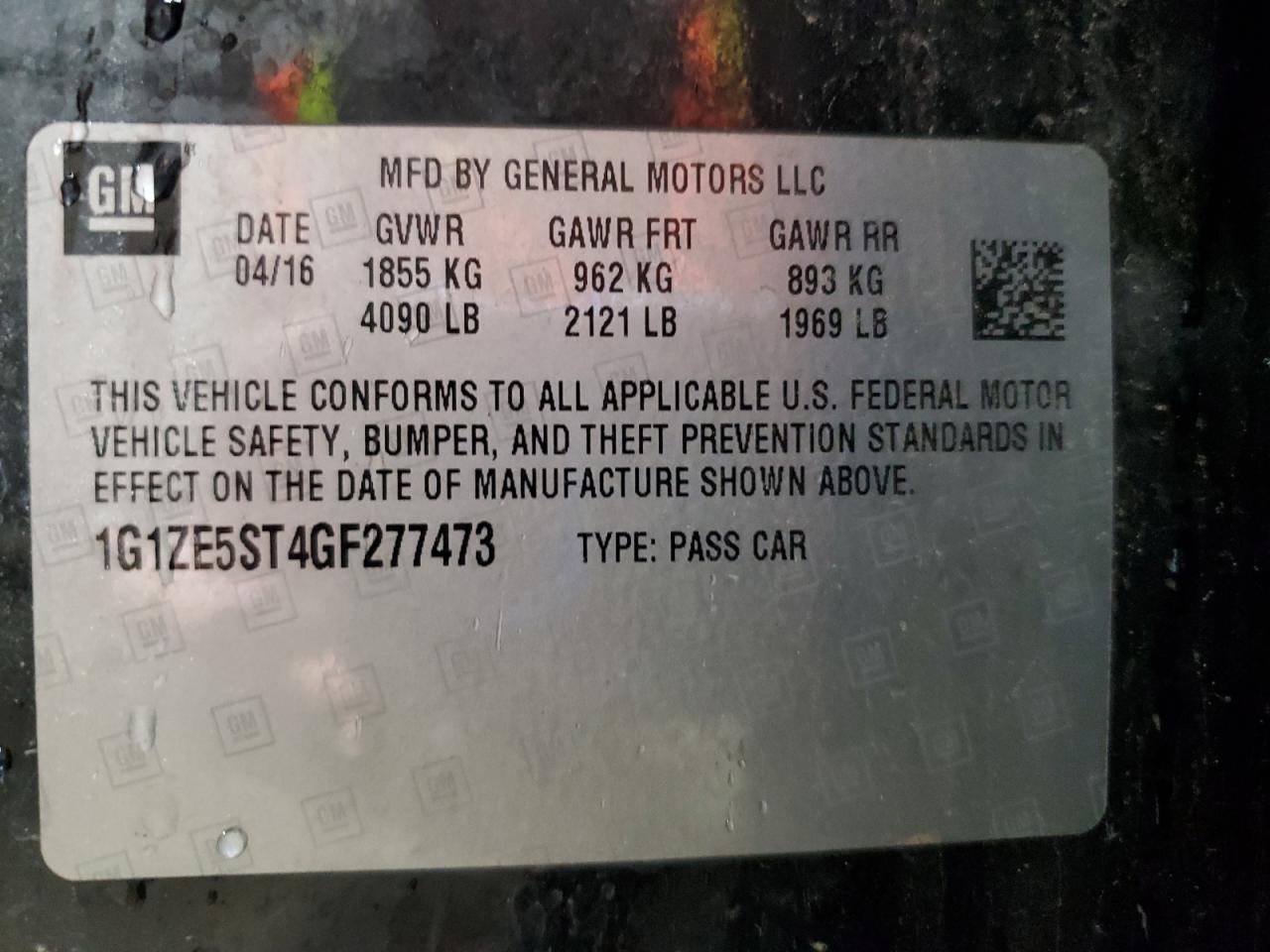 Lot #3302658007 2016 CHEVROLET MALIBU LT