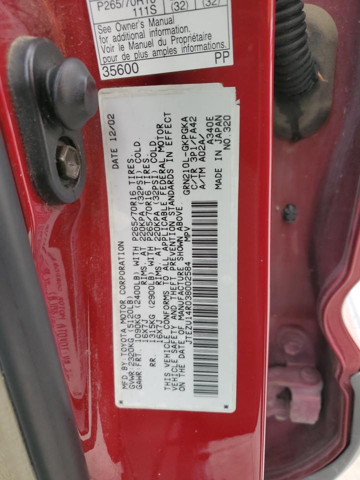 Lot #3290303205 2003 TOYOTA 4RUNNER SR