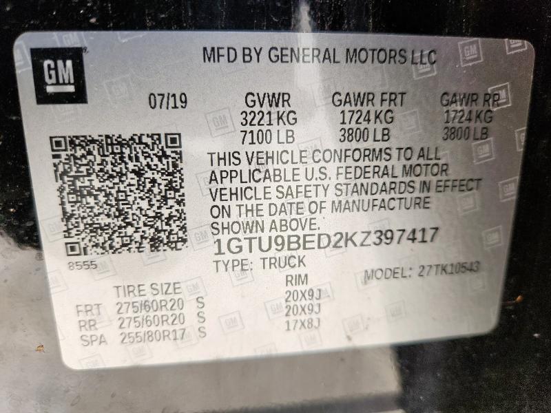 2019 GMC SIERRA K15 1GTU9BED2KZ397417