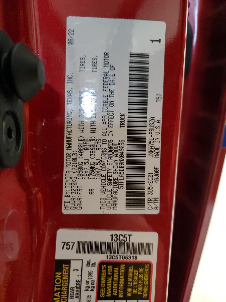 Lot #3302759442 2022 TOYOTA TUNDRA CRE