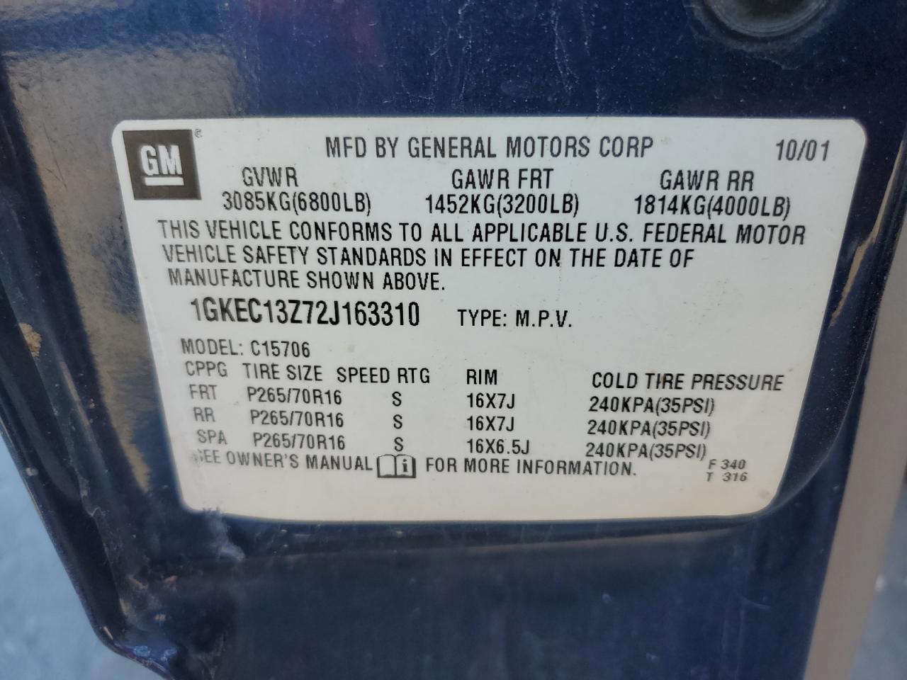 Lot #3291523933 2002 GMC YUKON