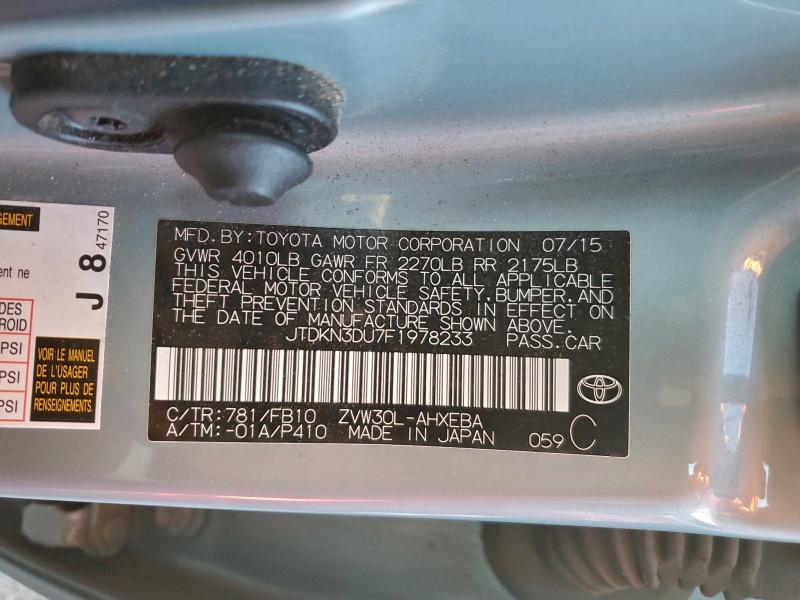 2015 TOYOTA PRIUS #3304500527