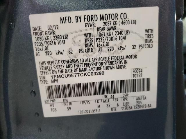 2012 FORD ESCAPE LIM - 1FMCU9E77CKC03290