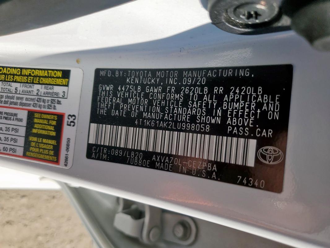 2020 TOYOTA CAMRY XSE #3309796395