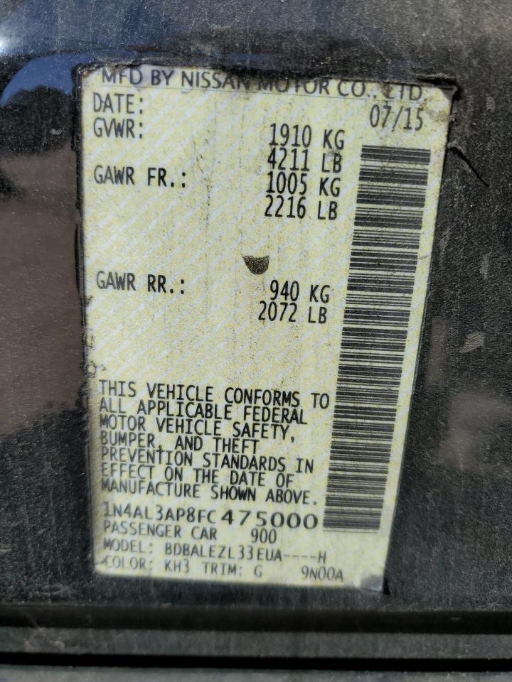 Lot #3301805352 2015 NISSAN ALTIMA 2.5