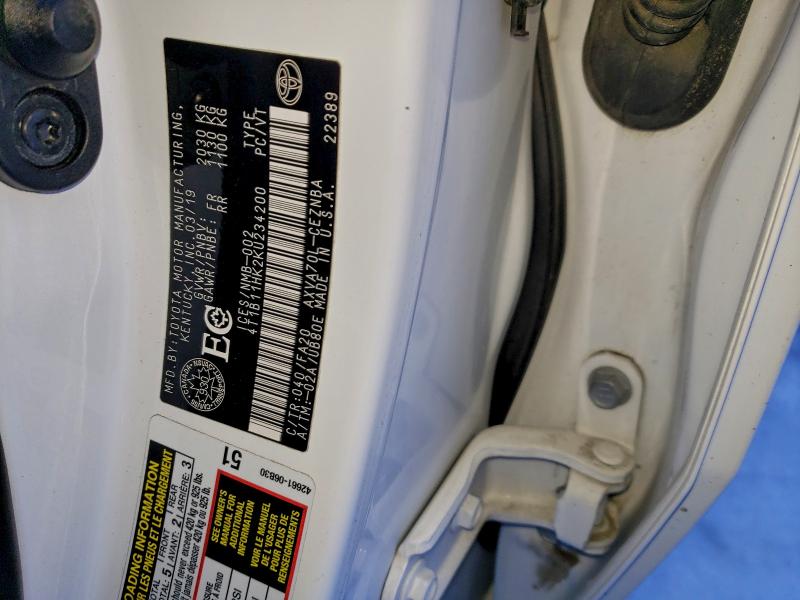 2019 TOYOTA CAMRY L #3304736912