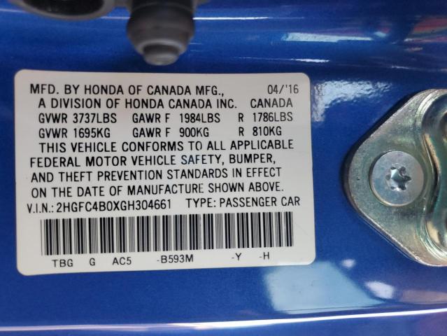 2016 HONDA CIVIC LX - 2HGFC4B0XGH304661