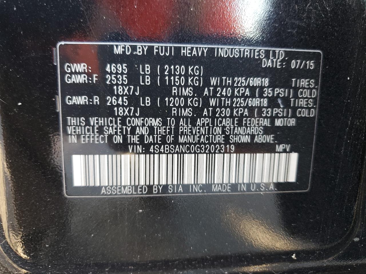 SUBARU OUTBACK 2.5I LIMITED