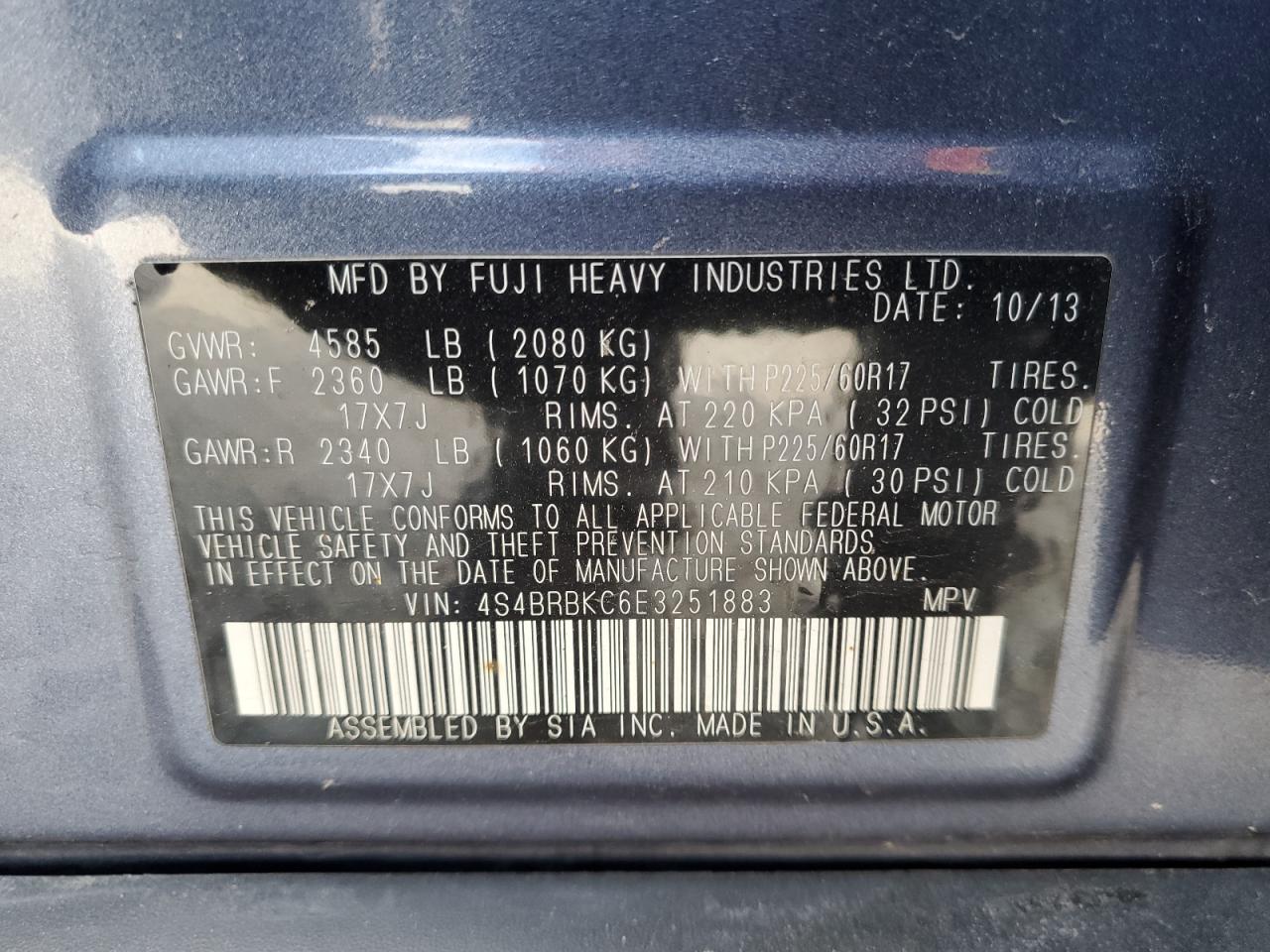 SUBARU OUTBACK 2.5I LIMITED