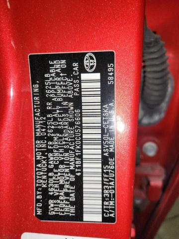 2012 TOYOTA CAMRY BASE #3309129187