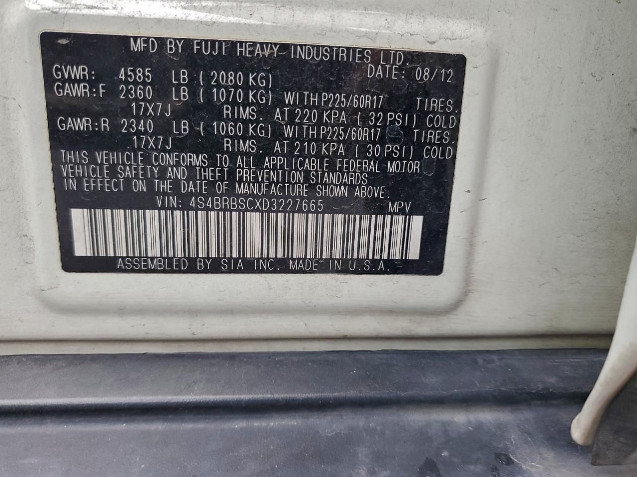 SUBARU OUTBACK 2.5I LIMITED