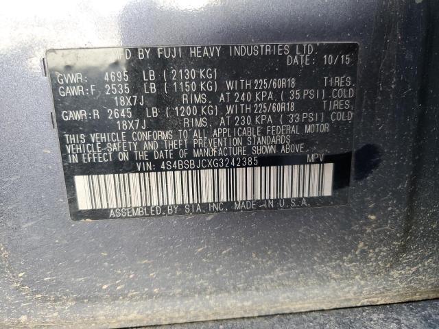 2016 SUBARU OUTBACK 2. #3286889242