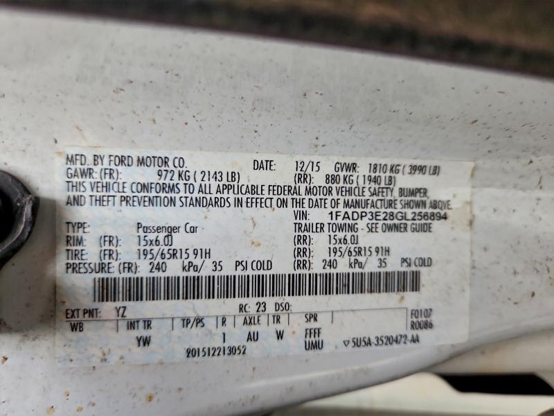 2016 FORD FOCUS S #3296279514