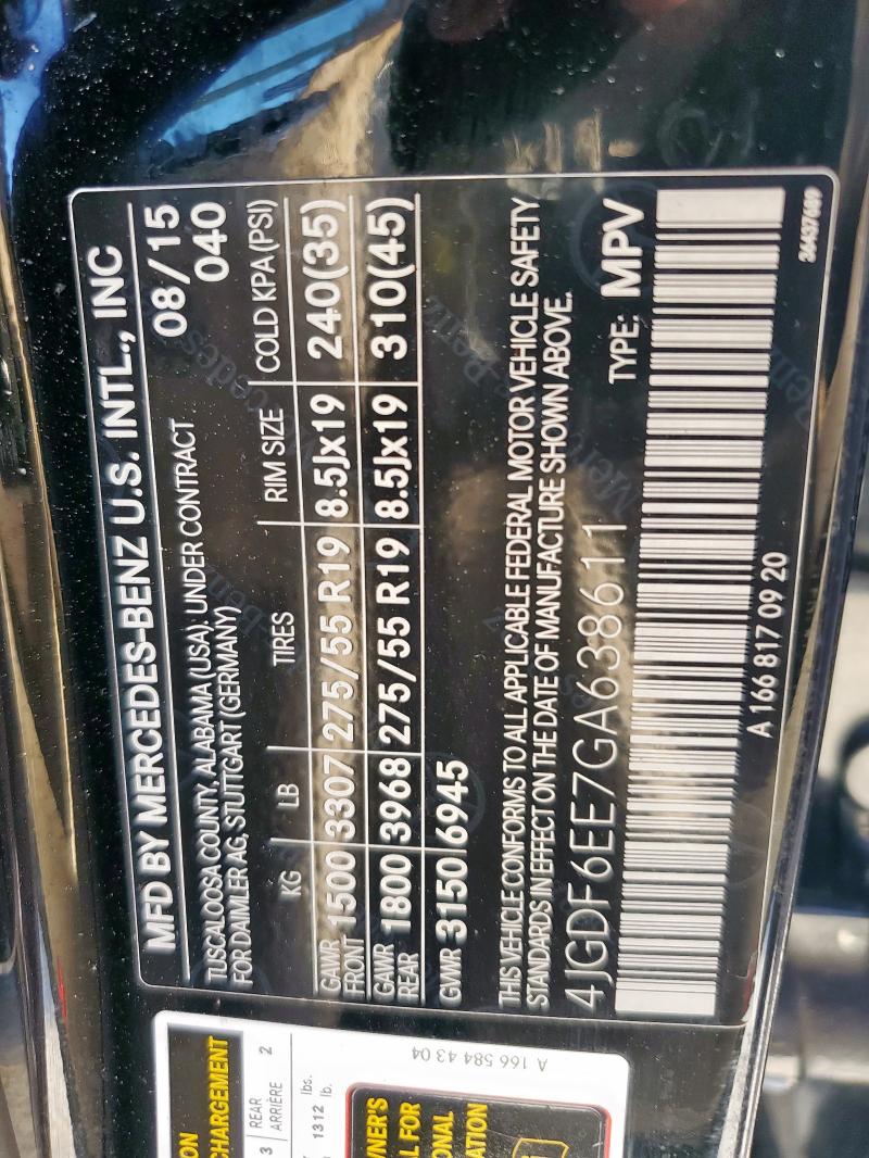 2016 MERCEDES-BENZ GL 450 4MA 4JGDF6EE7GA638611