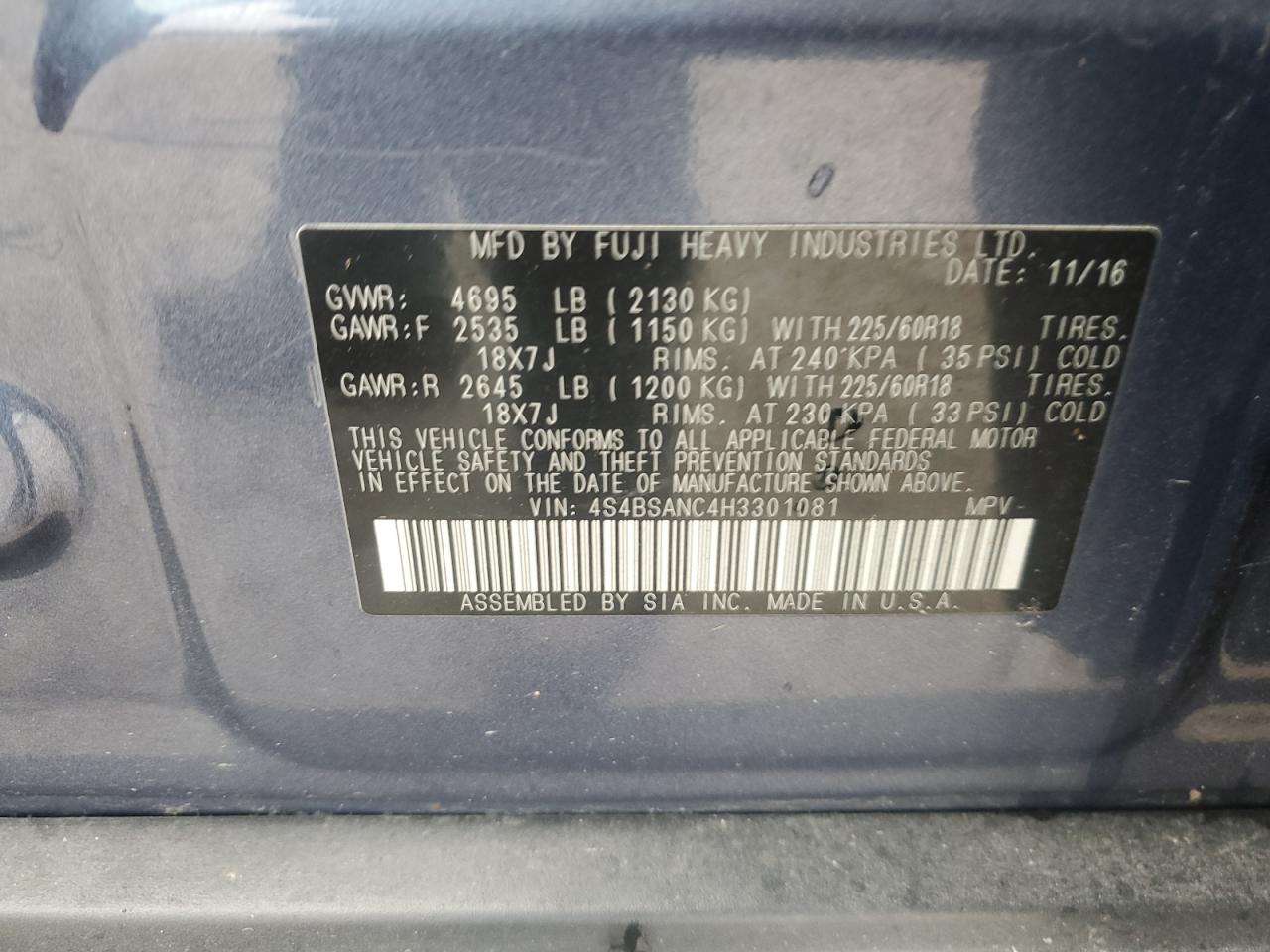 SUBARU OUTBACK 2.5I LIMITED