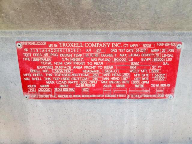 2016 TROXELL TANKER #3285643268