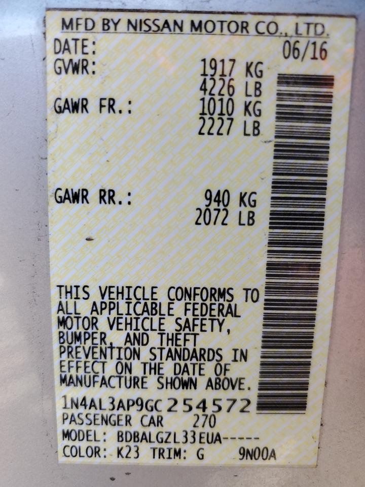 Lot #3312295777 2016 NISSAN ALTIMA 2.5