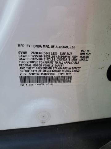 2019 HONDA PILOT LX 5FNYF6H15KB029130