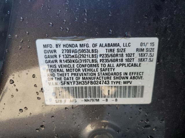 2015 HONDA PILOT SE #3296316410