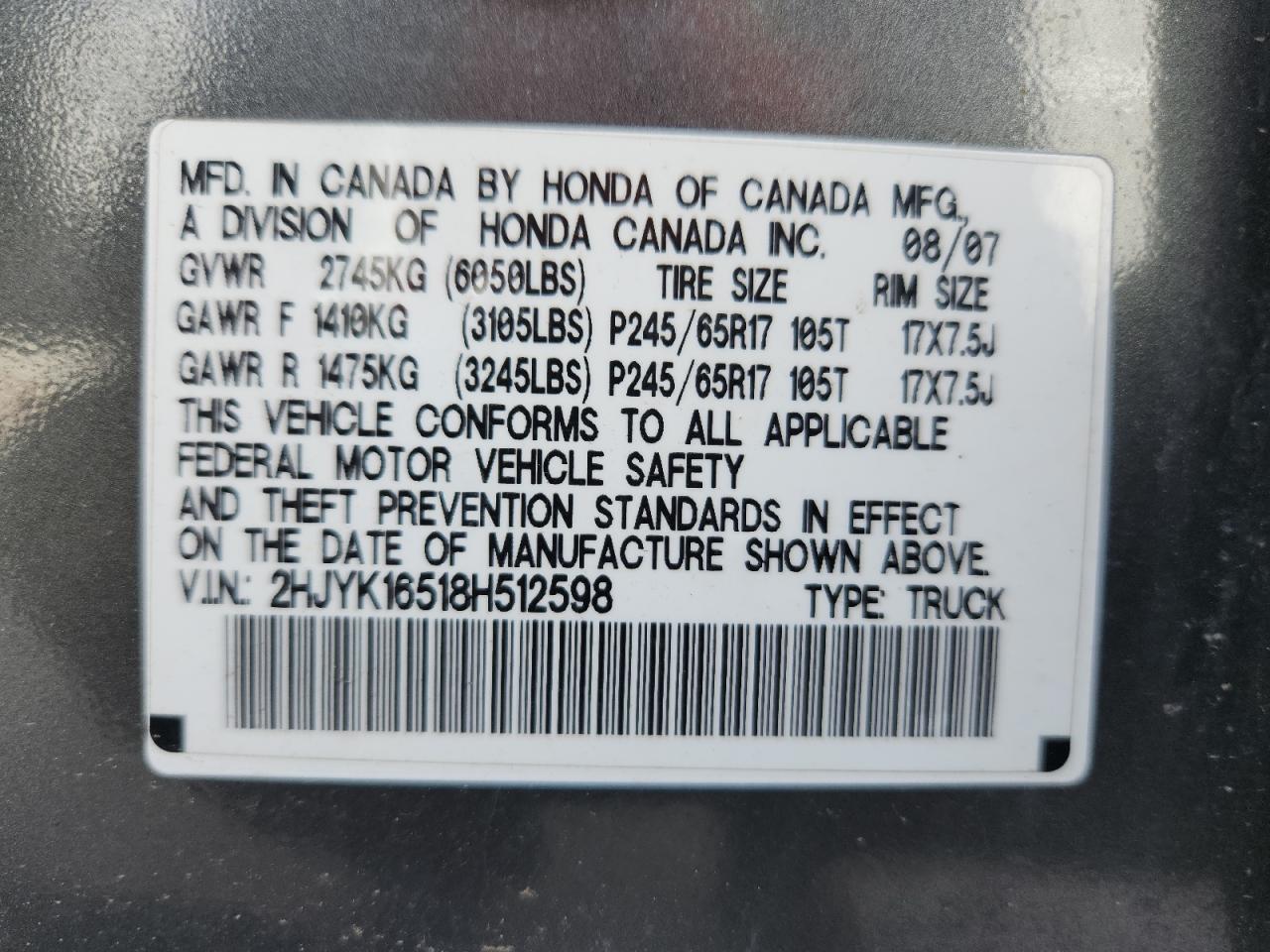 Lot #3311732217 2008 HONDA RIDGELINE