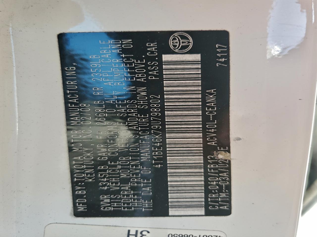 Lot #3284210610 2009 TOYOTA CAMRY BASE