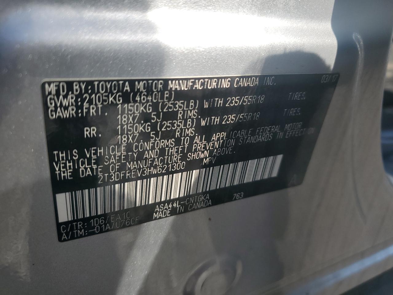 Lot #3301933452 2017 TOYOTA RAV4 LIMIT