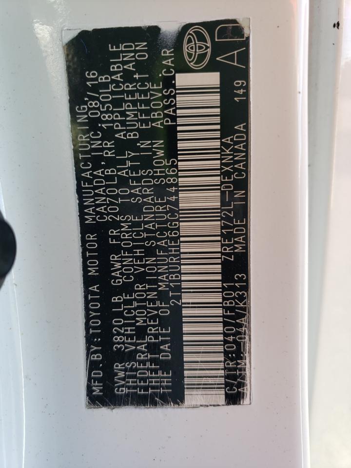 Lot #3301847394 2016 TOYOTA COROLLA L