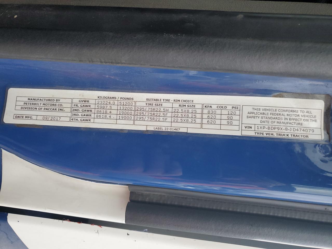 Lot #3283942847 2018 PETERBILT 579