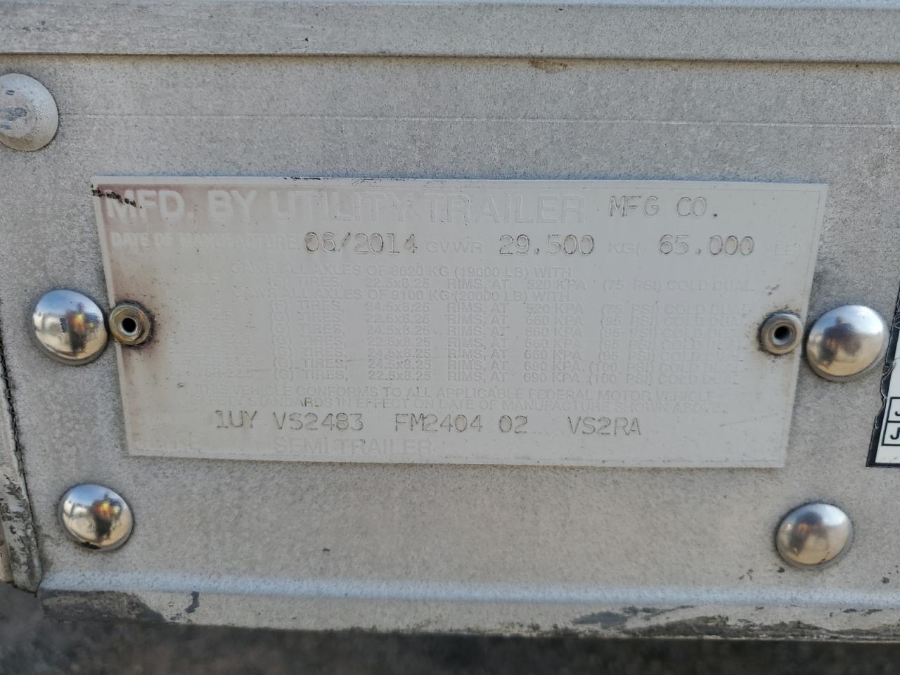 Lot #3296953851 2015 UTILITY VS2RA