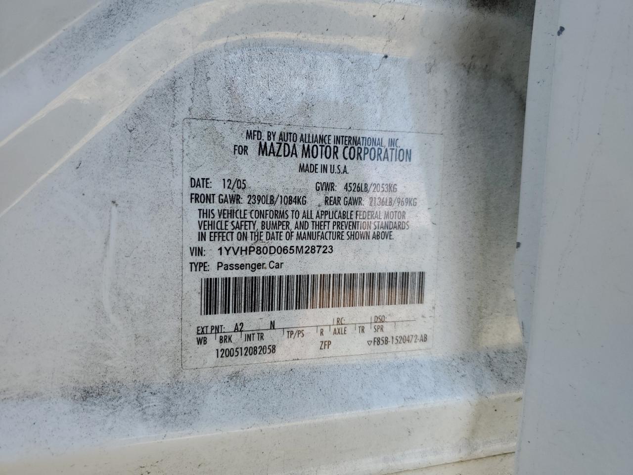 Lot #3286484185 2006 MAZDA 6 S