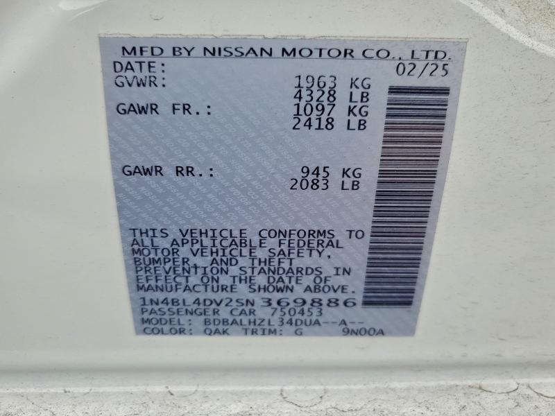 2025 NISSAN ALTIMA SV #3304710906