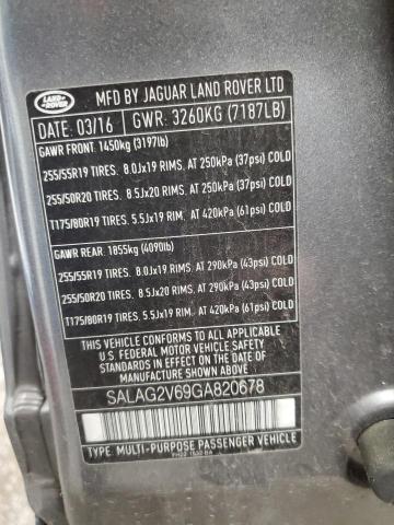 2016 LAND ROVER LR4 HSE SALAG2V69GA820678