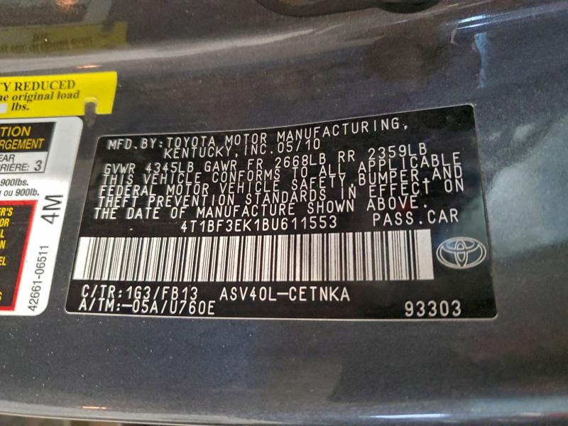 2011 TOYOTA CAMRY BASE #3296476639
