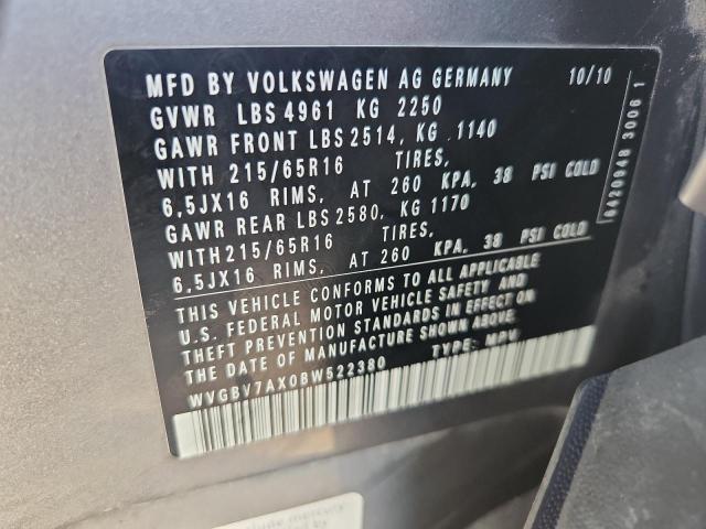 2011 VOLKSWAGEN TIGUAN S #3304309958