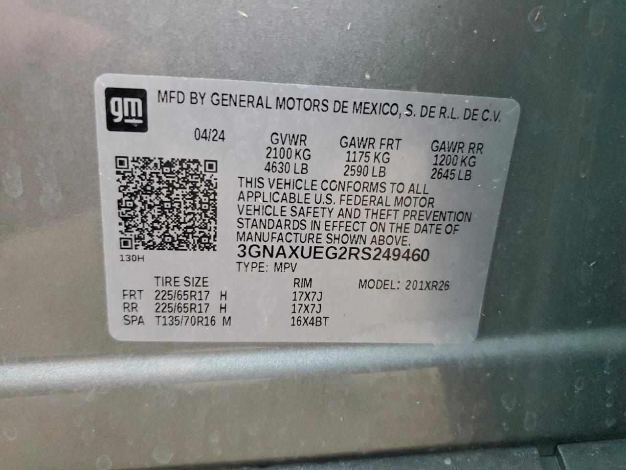 Lot #3301909497 2024 CHEVROLET EQUINOX LT