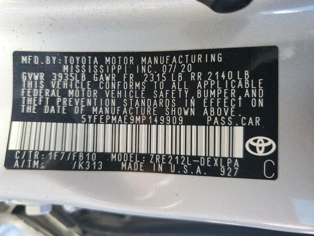 2021 TOYOTA COROLLA LE #3281507024
