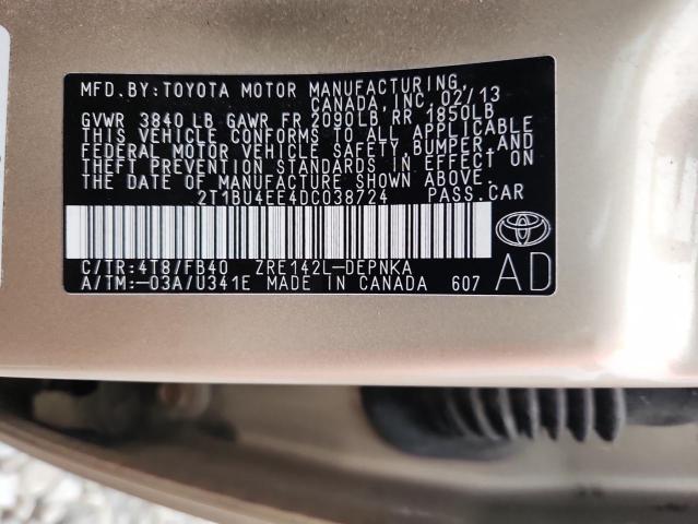 2013 TOYOTA COROLLA BA #3305435442