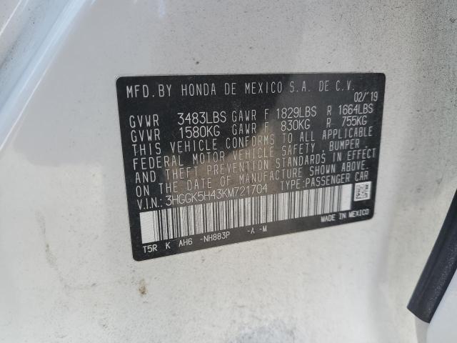 2019 HONDA FIT LX #3293742962