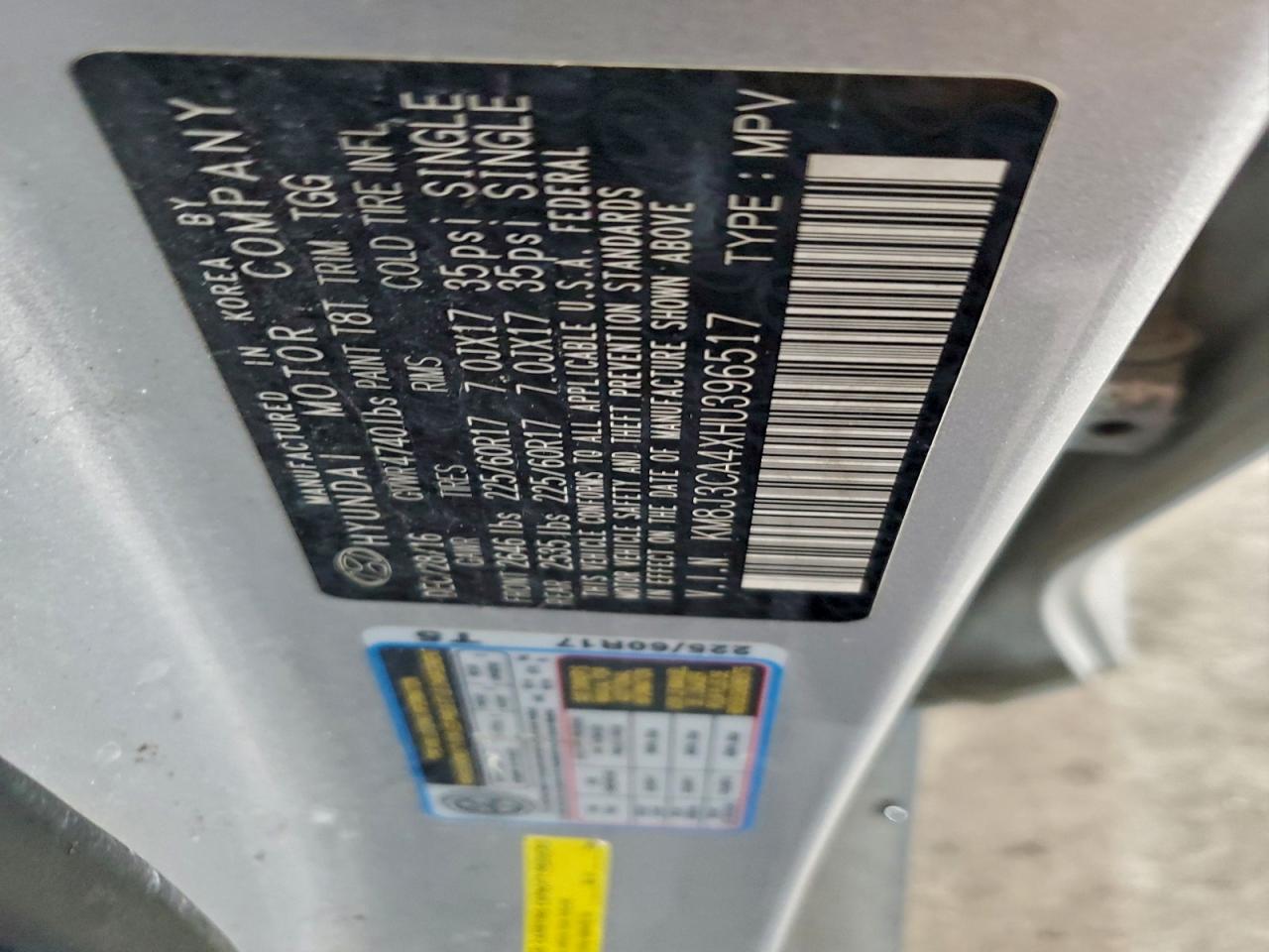 Lot #3301664626 2017 HYUNDAI TUCSON LIM