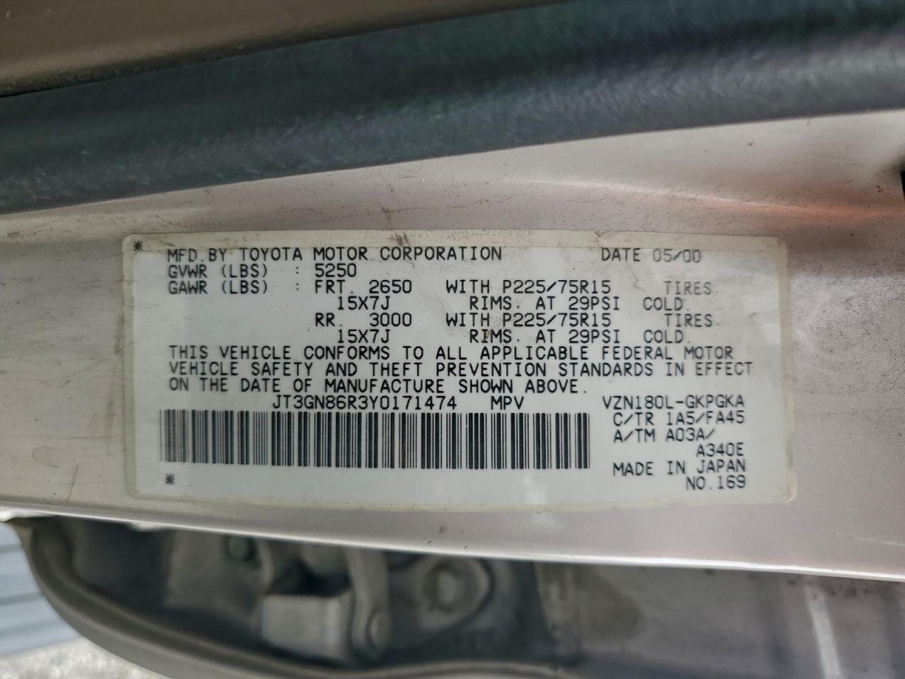 Lot #3311603344 2000 TOYOTA 4RUNNER SR