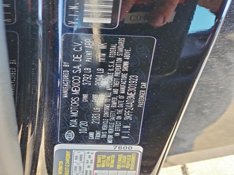 2021 KIA FORTE FE #3302936673