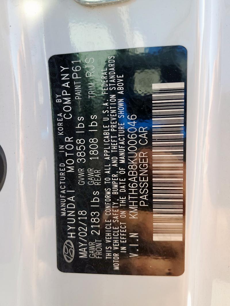 2019 HYUNDAI VELOSTER T - KMHTH6AB8KU006046