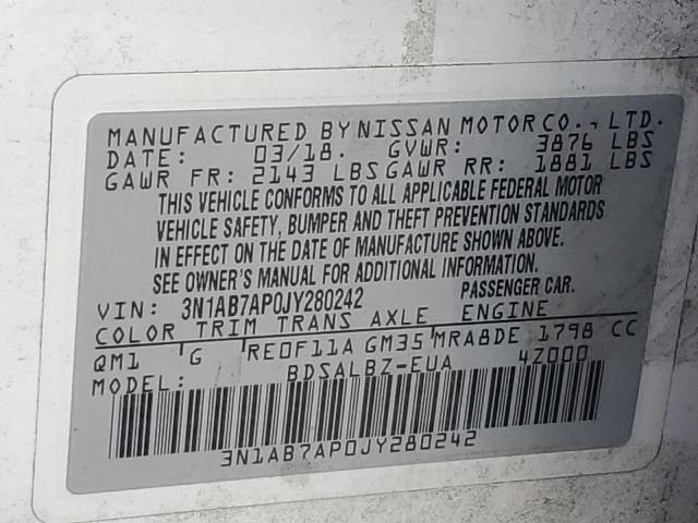 2018 NISSAN SENTRA S #3304959941