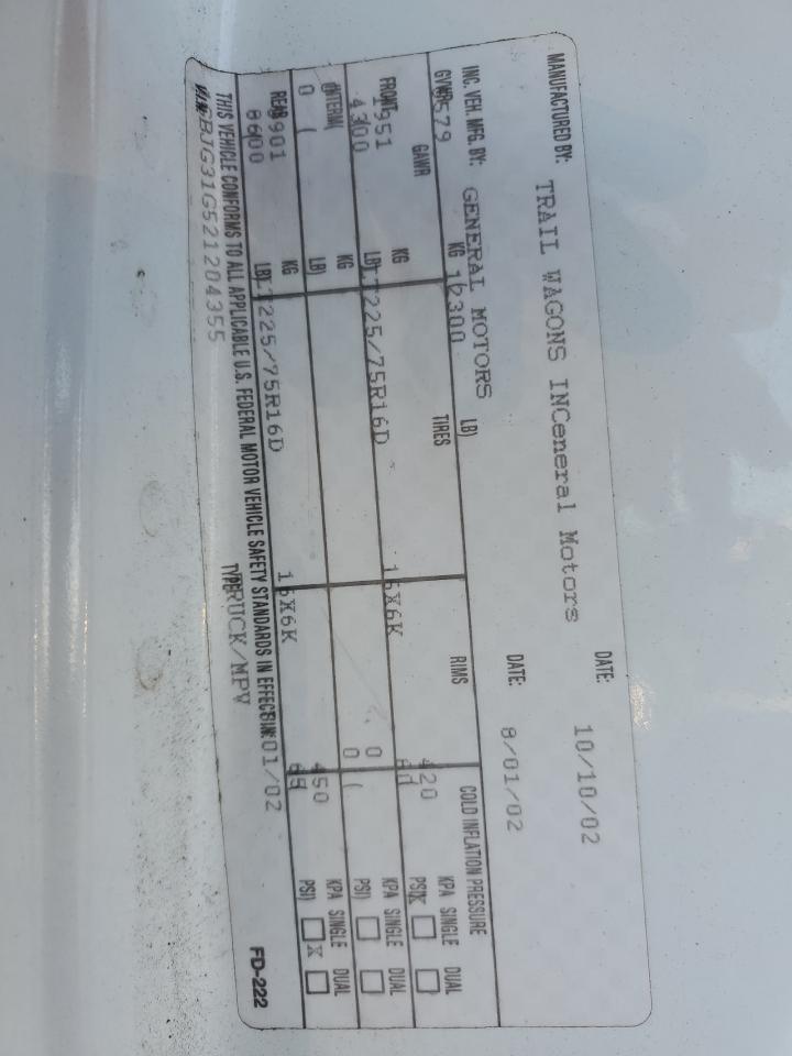 Lot #3279552289 2002 CHEVROLET EXPRESS G3